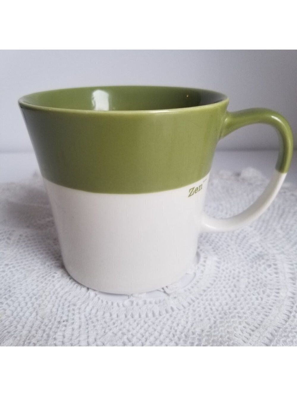 Starbucks Coffee Cup Tazo Green & White Zen Tea Mug 2010